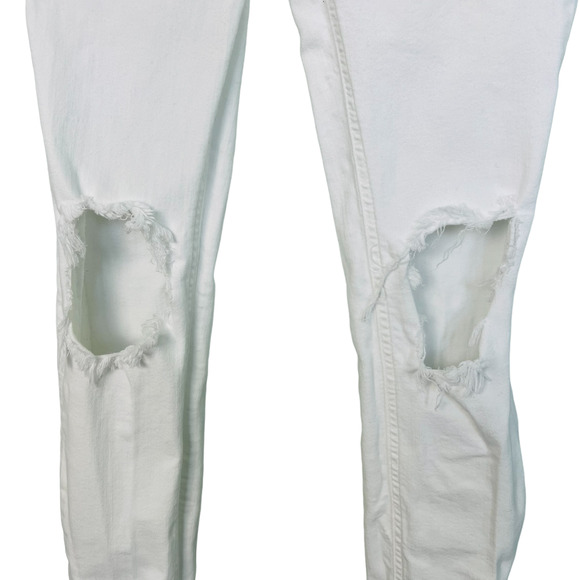 Free People Busted Knee Skinny Fit Jeans White Distressed #OB636273R Size 27 - Picture 4 of 13